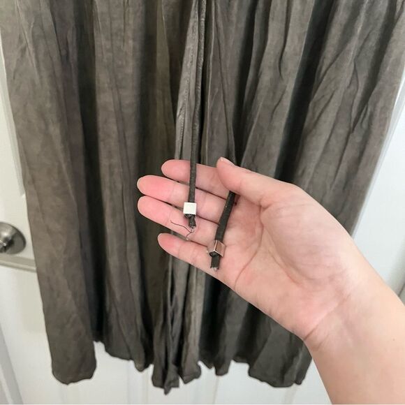 NEW Pol Boho Embroidered Mineral Wash MIDI Dress Olive Green Large - Picture 9 of 12